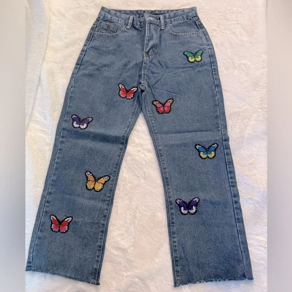 Empty Soda Butterfly 🦋 Blue Jeans, NWOT- size M - Picture 2 of 12